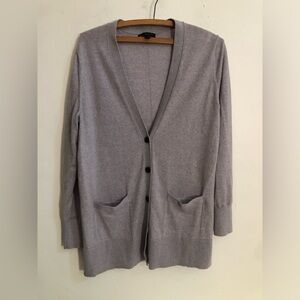 Banana Republic Cardigan Womens Merino Wool Gray Academia Old Money Pockets Sz L